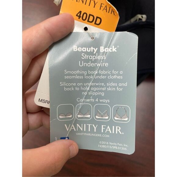 NWT Vanity Fair Full Figure Black Multi-way Bra Size 40DD - Picture 7 of 10